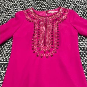 Trina Turk pink dress with beading, size 0